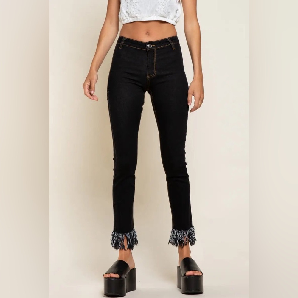 POL Black Fringe boutique Jeans size small
